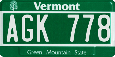VT license plate AGK778