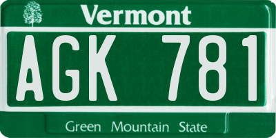 VT license plate AGK781