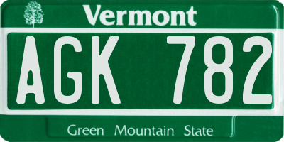 VT license plate AGK782