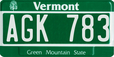 VT license plate AGK783