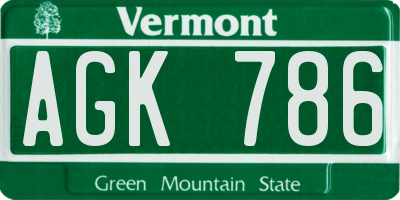 VT license plate AGK786