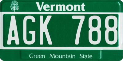 VT license plate AGK788