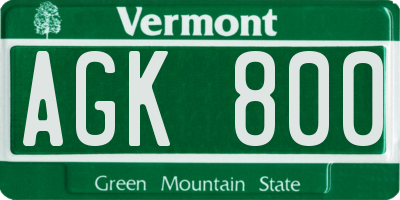 VT license plate AGK800
