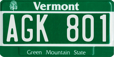 VT license plate AGK801