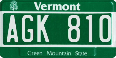 VT license plate AGK810