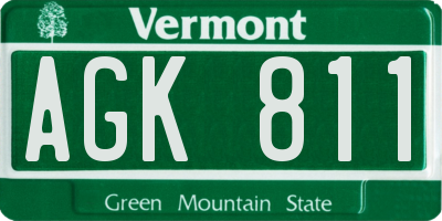VT license plate AGK811