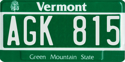 VT license plate AGK815