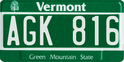 VT license plate AGK816