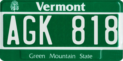 VT license plate AGK818