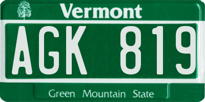 VT license plate AGK819