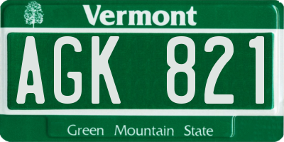 VT license plate AGK821