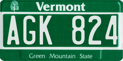 VT license plate AGK824