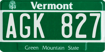 VT license plate AGK827