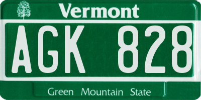 VT license plate AGK828