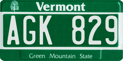 VT license plate AGK829