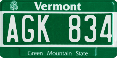 VT license plate AGK834