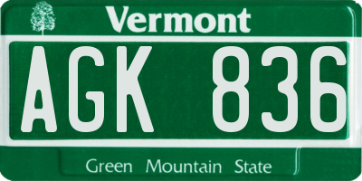 VT license plate AGK836