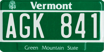 VT license plate AGK841
