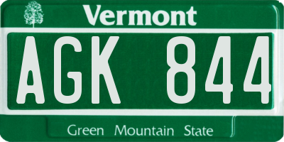 VT license plate AGK844
