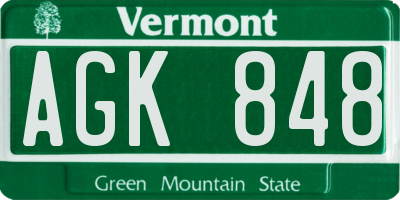 VT license plate AGK848