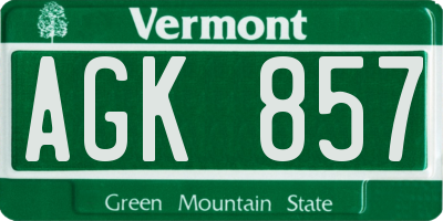 VT license plate AGK857