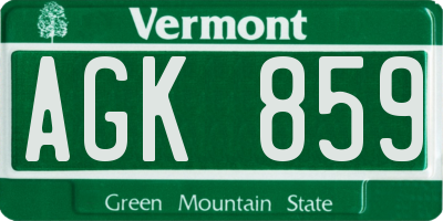 VT license plate AGK859