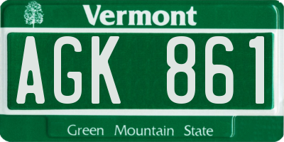 VT license plate AGK861