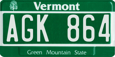 VT license plate AGK864
