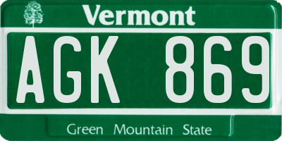 VT license plate AGK869