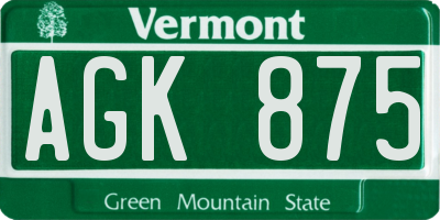 VT license plate AGK875