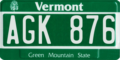 VT license plate AGK876
