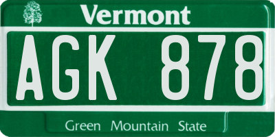 VT license plate AGK878