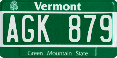 VT license plate AGK879