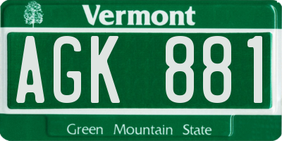 VT license plate AGK881