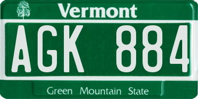 VT license plate AGK884
