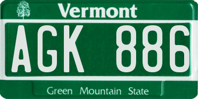 VT license plate AGK886