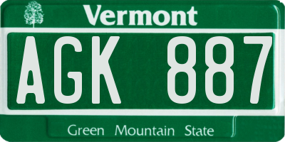 VT license plate AGK887