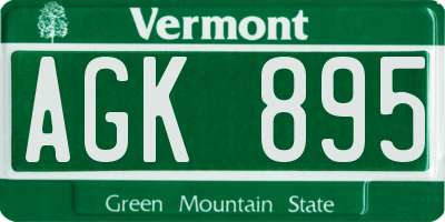 VT license plate AGK895