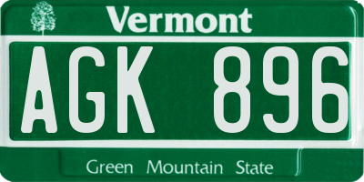 VT license plate AGK896