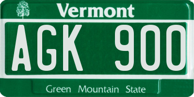 VT license plate AGK900