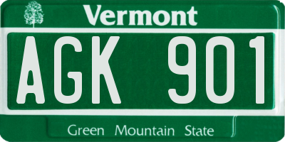 VT license plate AGK901