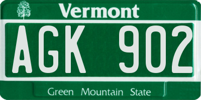VT license plate AGK902
