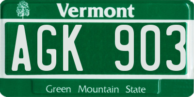 VT license plate AGK903