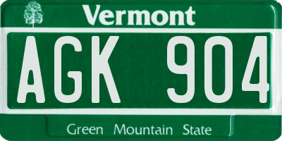 VT license plate AGK904
