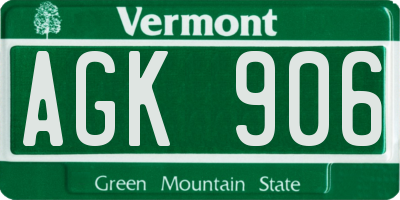 VT license plate AGK906