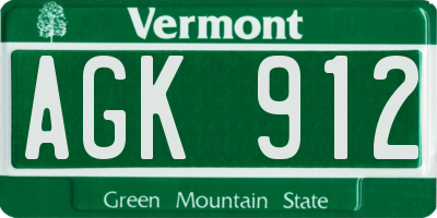 VT license plate AGK912