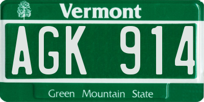 VT license plate AGK914