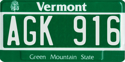VT license plate AGK916