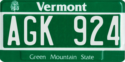 VT license plate AGK924
