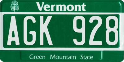 VT license plate AGK928